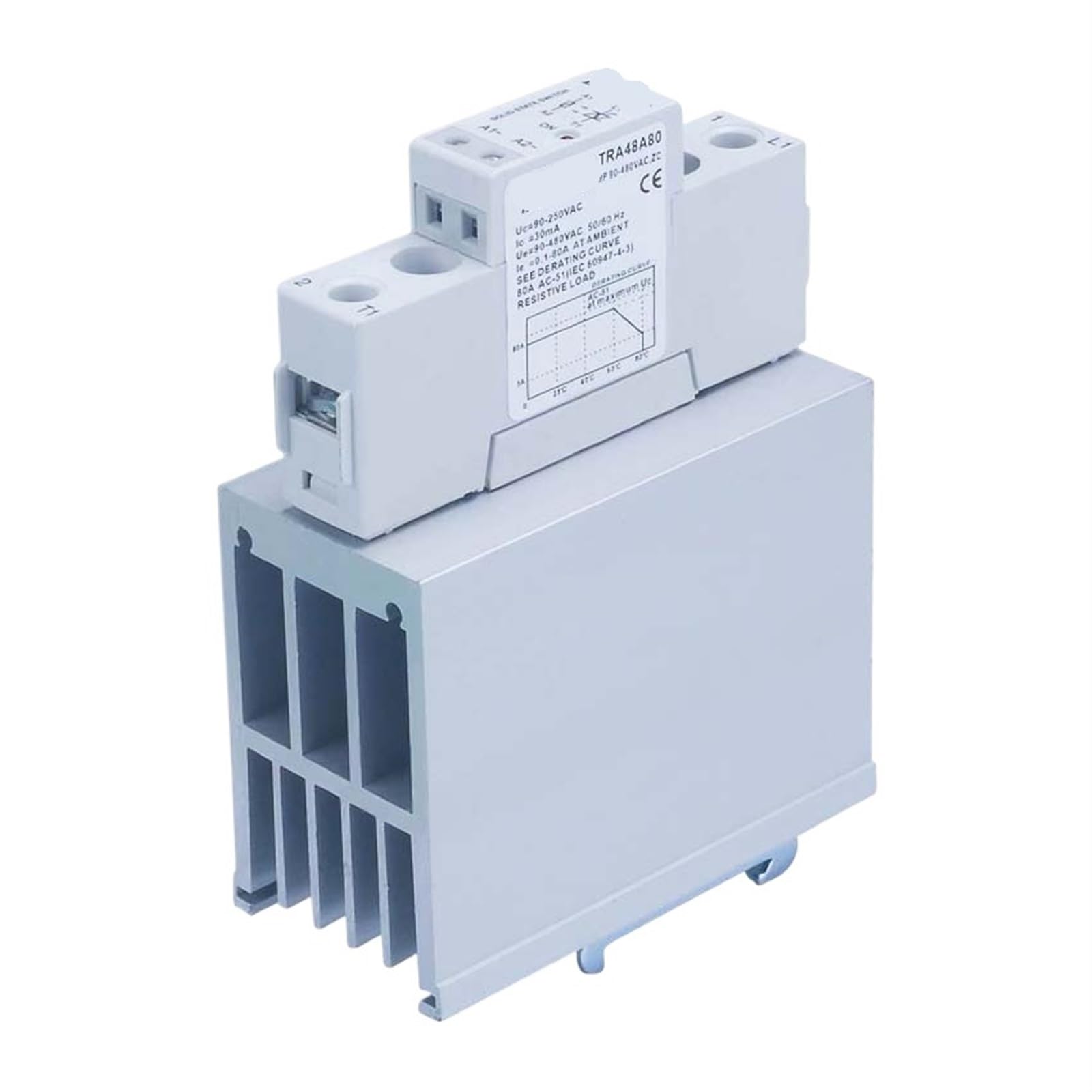 NWPNLXEA TRA48A80H 80A Heat Sink Solid State Relay SSR AC AC 90-250VAC Input Output 90-480VAC Voltage Control Power Relays Board Module