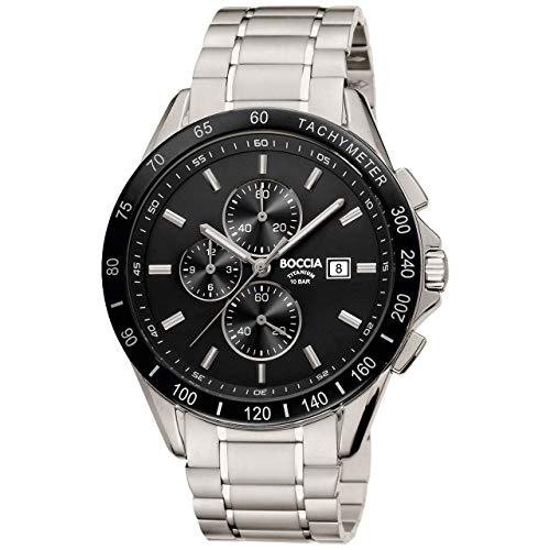 Boccia Herren Chronograph Quarz Uhr mit Titan Armband 3751-02