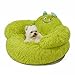 Jiupety Cute Calming Dog and Cat Bed, Indoor High Bolster Donut Dog Beds, Comfortable Plush Cuddler Dog Bed, M(24