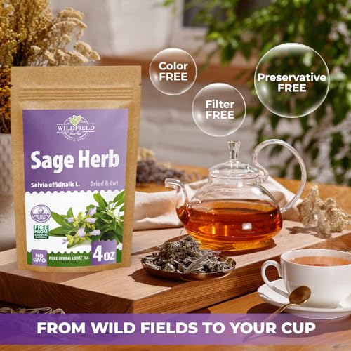 Image of 4 oz. Dried Sage Herb Herbs Tea (Salvia Officinalis) - 113g (4 oz) Herbal Tea Salvia Sage