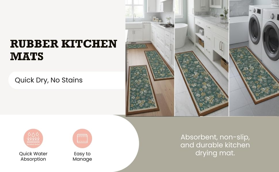 Image of Proxin Kitchen Mat for Floor Set of 2 Pcs | Waterproof Memory Foam Kitchen Rugs | Non-Skid, Soft Absorbent Rugs for Kitchen, Laundry, and Hallway (118x38cm, 58x38cm)