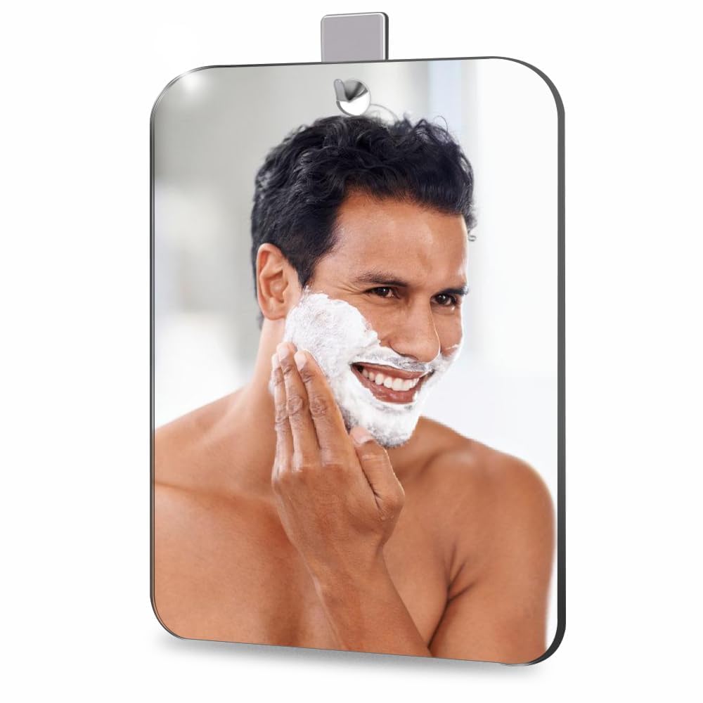 Shower Shaving Mirror With HooK, 1PCS 19.97x24.26 CM Peel And Stick on Mirror for Wall Mirrors Decorative, Toddlers for Kids Bedroom, Acrylic Plastic Small Mirrors for Classroom Decor Stickers