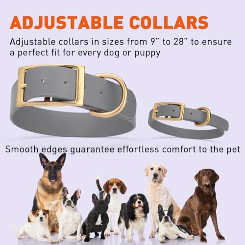 Image of Viper Biothane Heavy Duty Waterproof Dog Collar Strong Coated Nylon Webbing w /Solid Brass Hardware Odor-Proof Easy to Clean High Performance Fits Small Medium or Large Dogs, Battleship Gray