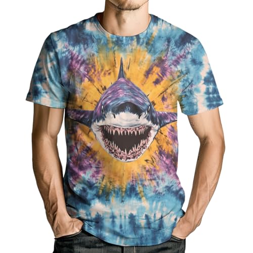 Men's Tie Dye Style T-Shirts Fun Animal Graphic Short Sleeves Shirt2