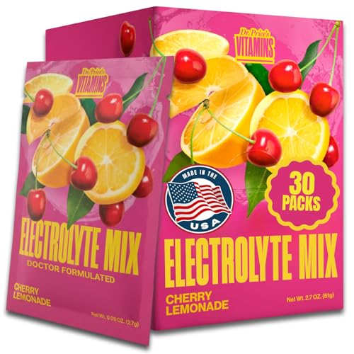Image of Dr. Price's Electrolytes Hydration Powder Packets - Cherry Lemonade, 30 Packs | Sugar Free Electrolyte Drink Mix, 72+ Trace Minerals, Manganese | Keto, Vegan, Doctor-Formulated, Made in USA
