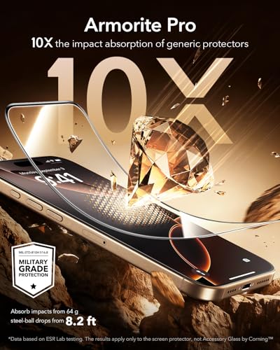 Image of ESR Accessory Glass by Corning 3 Pack 9H+ Glass for iPhone 16 Pro Max Screen Protector, Military Grade Shatterproof & Durable with UltraFit Tray