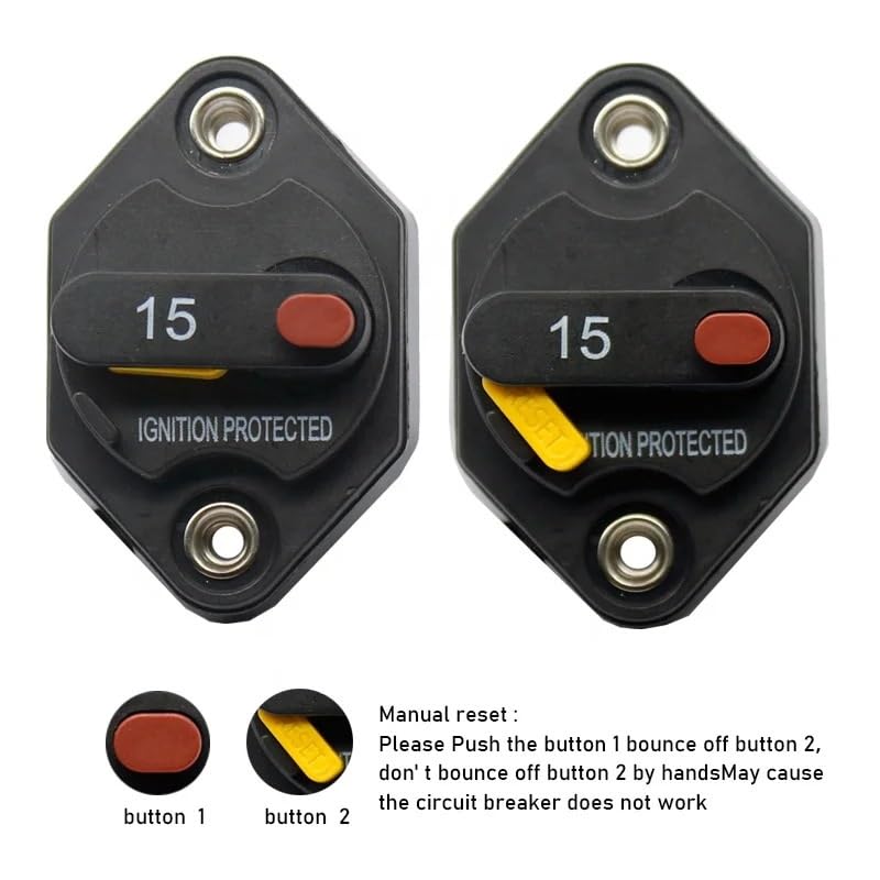 Wyłącznik automatyczny, 12V-32V DC 10A 15A 20A 30A 40A 50A 60A Wodoodporny wyłącznik automatyczny z resetem bezpiecznika Przełącznik falownika(10A)