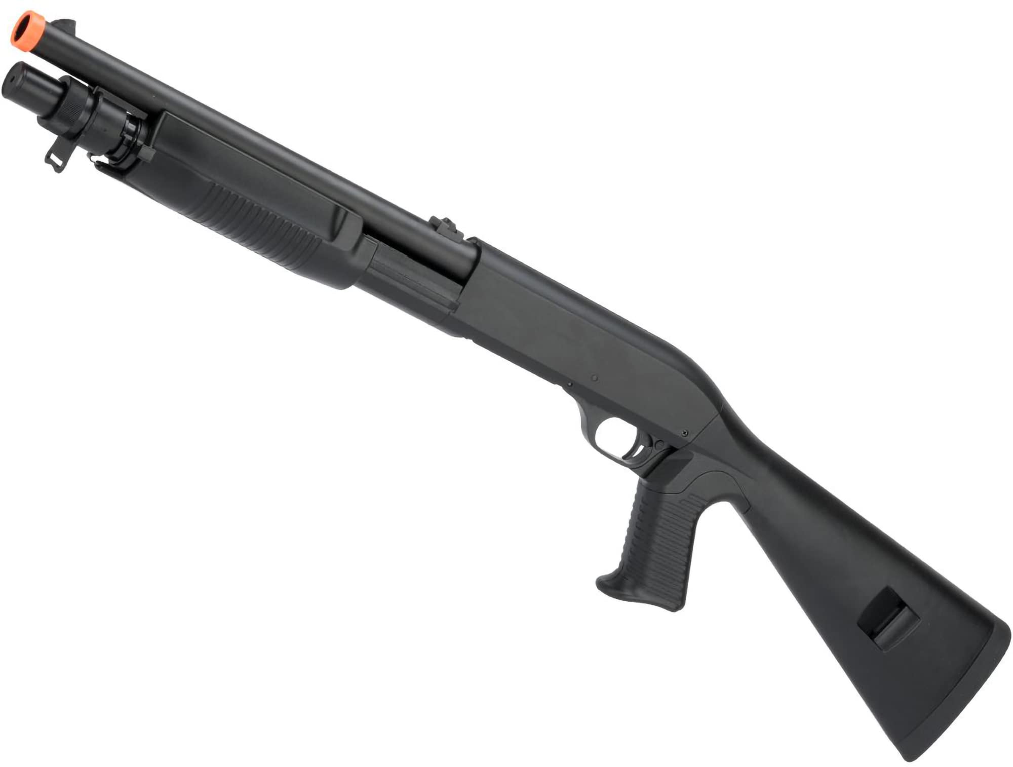 Evike Airsoft - CYMA Sport M3 3-Round Burst Multi-Airsoft Shotshell Loading Airsoft Shotgun (Model: Full Stock CQB)