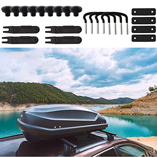 4 Stück Dachbox Befestigung, Auto Universal U-förmige Halterungs-Montagezubehör mit Schwere Kontermuttern, U-Bolzen Schellen und Sonstiges Zubehör