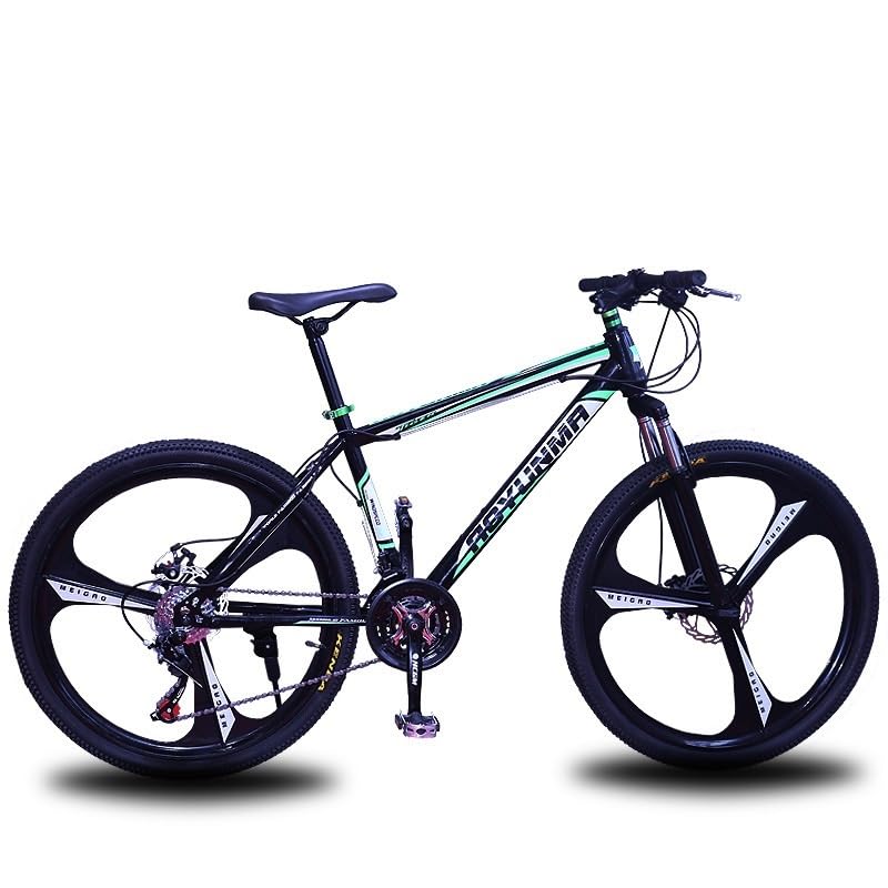 Wmmner Man and Woman 700C - Bicicleta de montaña para adultos, 21 velocidades, absorción de golpes, horquilla delantera, 21 velocidades, variable, 3 radios, ruedas de una sola pieza, negro y verde/26