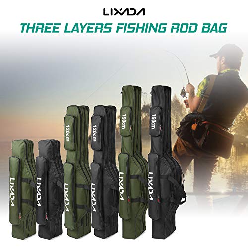 Lixada 3 Couches Sac de Canne à Pêche 90cm/120cm/150cm Canne Pliante Portable Étui de Transport Moulinet de Pêche Sac de… - Image 5