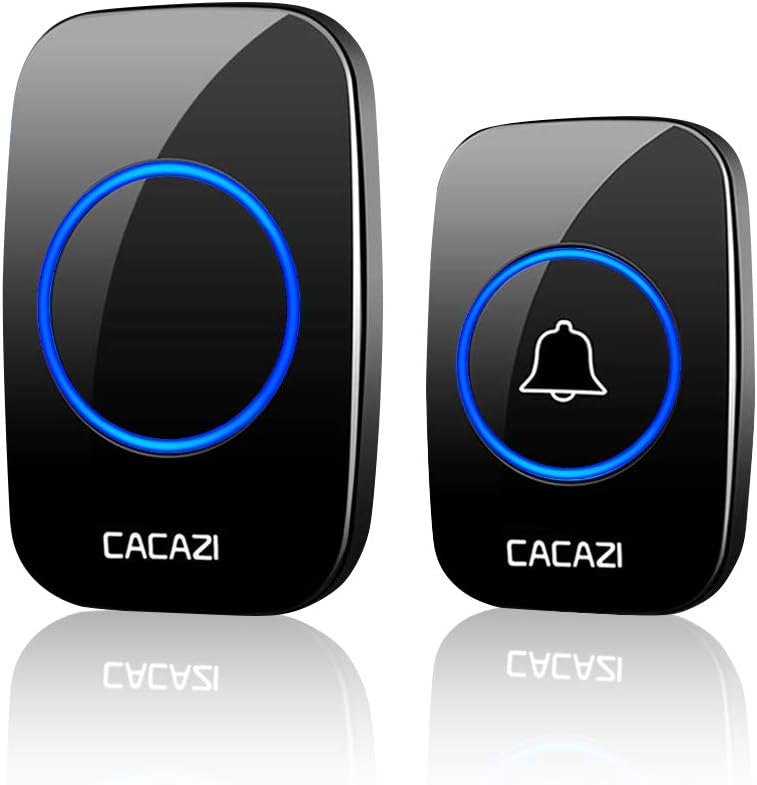 Wireless Doorbell kit, Plug-in Receiver, Waterproof Push Button with 1000 feet Operating Range, 5 Volume Levels, 60 Chimes, LED flash & CD Sound For Home/Office/Classroom Use (1X1 Black)