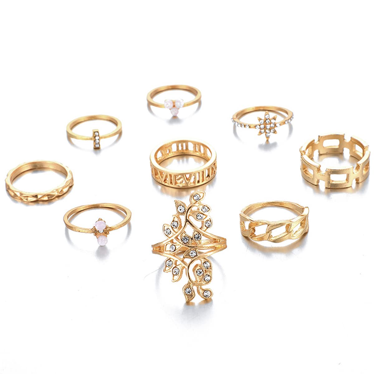 Jewels Galaxy Jewellery For Women Gold Plated Contemporary Stackable Rings Set of 9 (JG-PC-RNGI-2709) (B0BLSSZF4Z) Amazon Price History, Amazon Price Tracker
