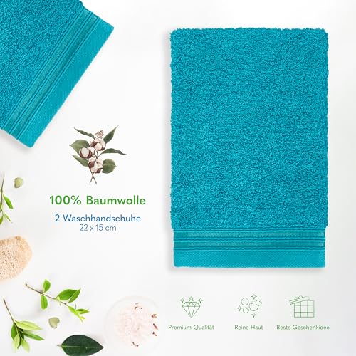 Hammetex Waschlappen 2er Set 15x22 cm, Waschhandschuh, 100% Baumwolle – Ansicht 5