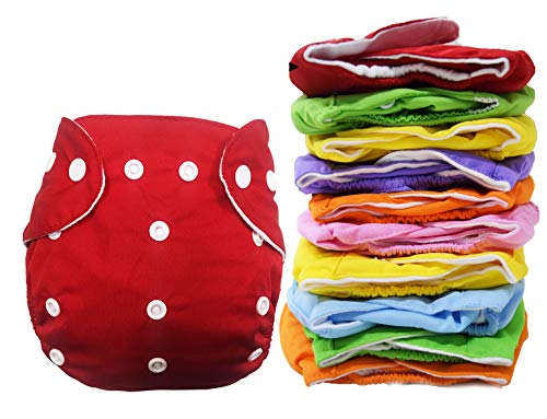 Image of Babymoon Washable Baby Diaper Premium Cloth Diaper Reusable, Adjustable Size, Waterproof, Pocket Cloth Diaper Nappie (Without Insert) (Pack of 10, Set of 10)