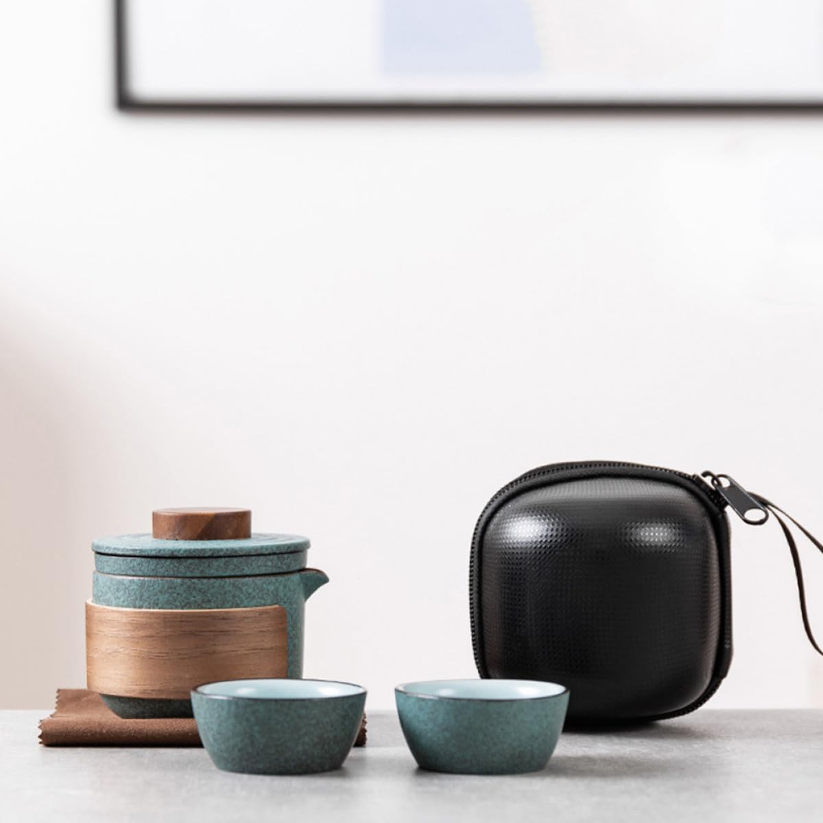 Tragbares Geschenk für Teeliebhaber für Zuhause und Büro sicheres und Elegantes Design Kung Fu Teeset aus Keramik mit Teekanne und 2 Teetassen
