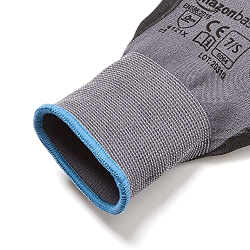 Image of Amazon Basics Micro-Foam Nitrile Coated Safety Work Gloves, Nylon Liner Fiber, Touch Screen Compatible, Grey, Size 7 (S), 6-Pack