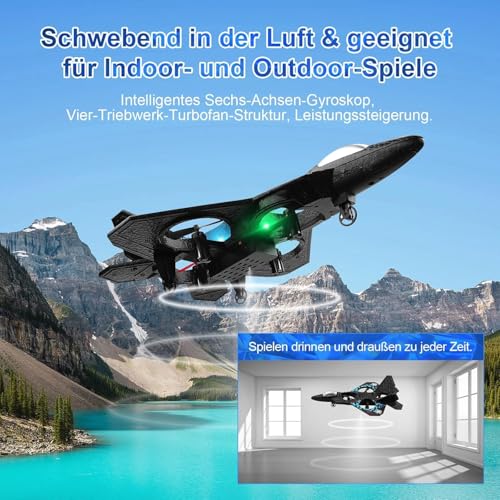 Image of HELFONI RC Aeroplane 2.4GHz Remote Controlled L0712 Quadcopter Floating Fighter Aircraft RTF for Beginners /Children /Adults, Toy with Coloured Lights USB Charging