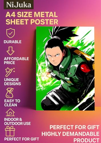 Image of NIJUKA Anime Printed Metal sheet Poster For Home And Room Decoration | For Anime Art Fans Boys And Girls (Shikmaru shadow controlar)