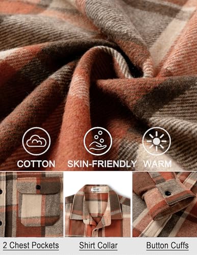 Image of COOFANDY Mens Flannel Shirts Long Sleeve Plaid Shirt Jacket Button Down Shirt with Pockets