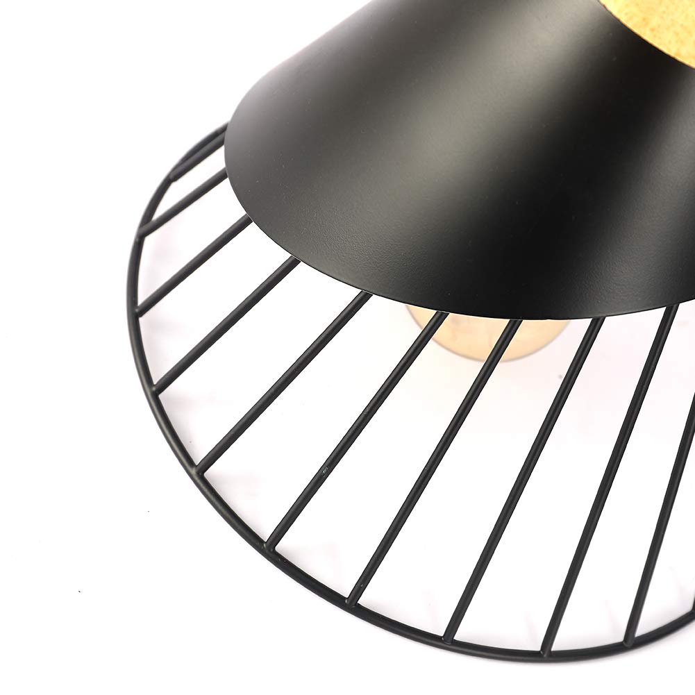MAXDUYU 2x Suspension Luminaire Vintage,Bois Métal design Lampe Plafonnier Industrielle en Luminaires Suspension Abat-jour 27 Applique d'Eclairage pour salle à manger Cuisine,Noir