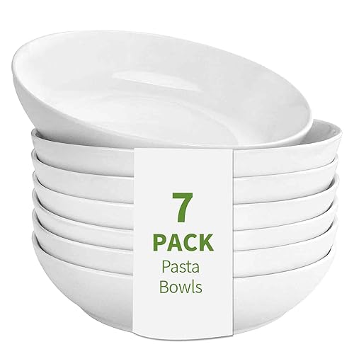 DeeCoo 7 Pack Porcelain Pasta Bowls Ceramic , Large Serving