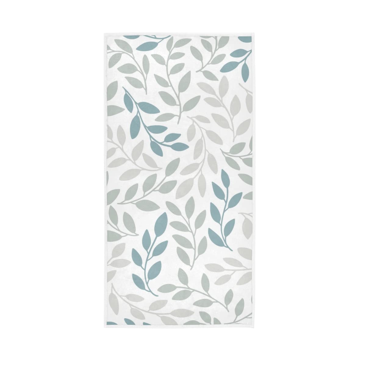 LSRCPD Grey and Blue Leaves Branches Soft Bath Towel Large Hand Towels for Bathroom Hotel Gym Spa 30"x15"
