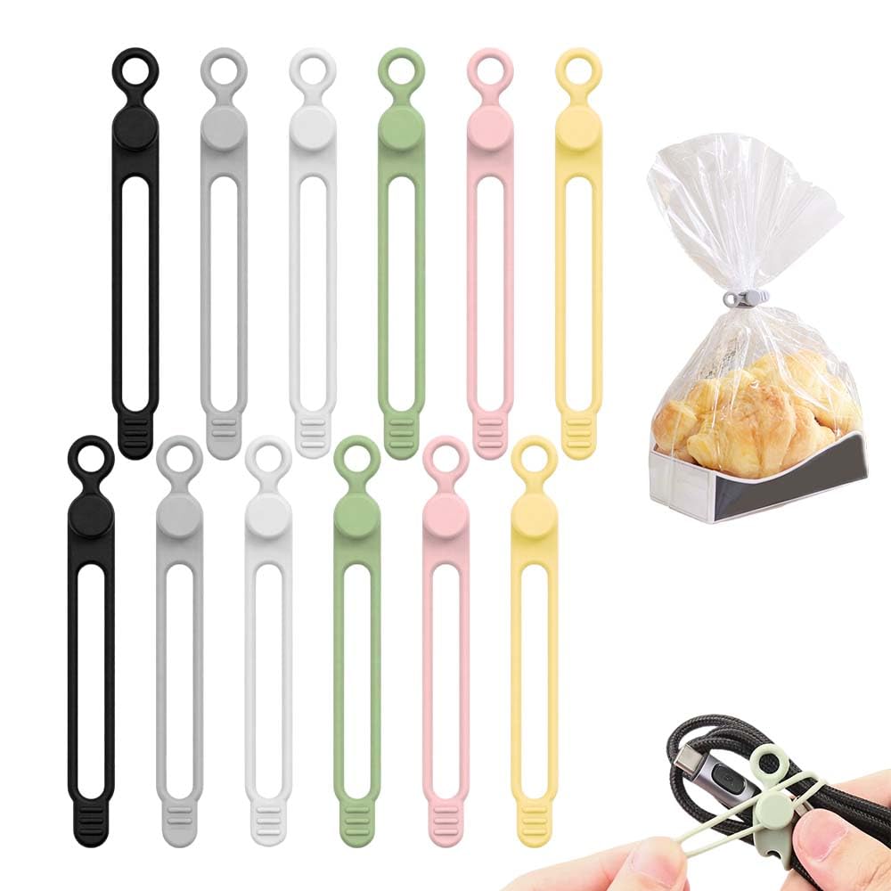 Qaoneay 12Pcs Data Cable Organizer, 2025 Upgrade Silicone Headphone Organizers, Reusable Management, Multipurpose Elastic Cord For Bundling And Fastening (6Pcs)(12Pcs)