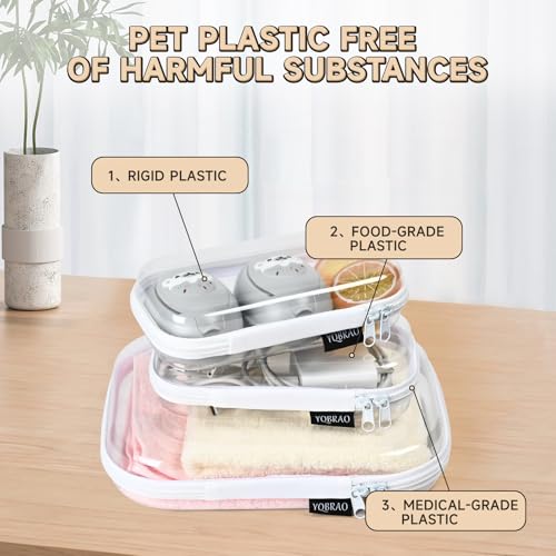 3 Pack Clear Hard Shell Zipper Case - Clear Waterproof Cosmetic Bag with Zipper, Kid's Toy Storage Organizer Bins, Charging Cables, creative journaling, painting brushes, Threads,Sketch Supplies3