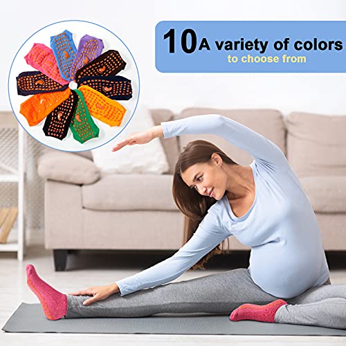 SATINIOR 30 Pairs Non Slip Socks Yoga Socks Footprint Style Grips Sport Sock Colorful Hospital Socks for Women Men Yoga Barre4