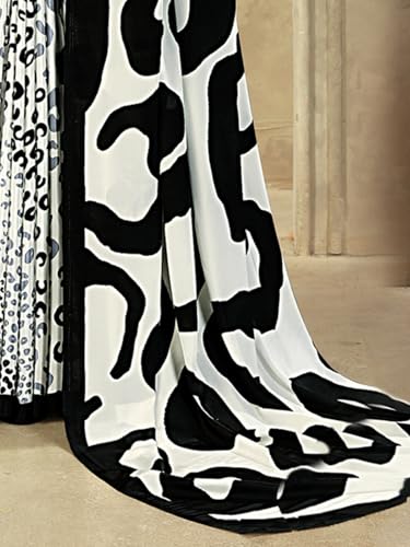 Image of SIRIL Women's Crepe Silk Printed Saree with Unstitched Blouse Piece