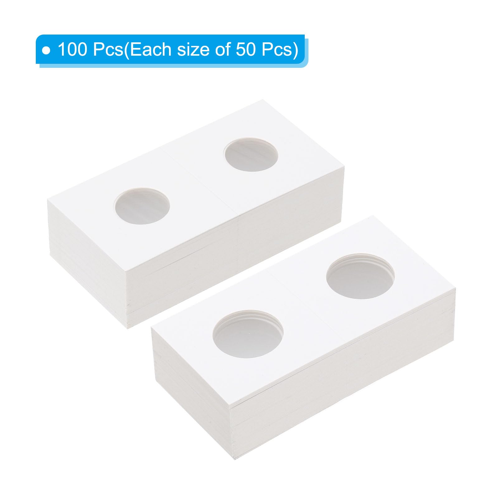 PATIKIL 2x2 Coin Flips, 100 Pack 20.5/25mm Cardboard Coin Holder Paper Coin Holders for Coin Collection Supplies Collector White - Image 3