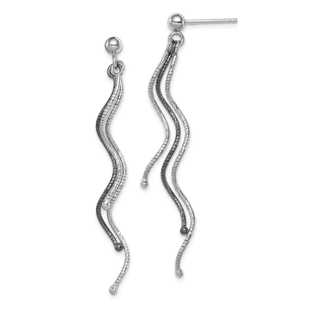 ICE CARATS 925 Sterling Silver Ruthenium Plated Wavy Wire Post Stud Drop Dangle Chandelier Earrings Fine Jewelry Gifts For Women