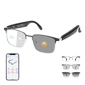 Al Smart Glasses for Men Women - Bluetooth Translation Glasses with 169 Languages Color-change Lenses Photo Translation Music