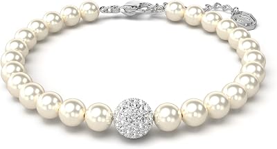 Swarovski Remix Strand Bracelet, Crystal Pearls and Pavé-Set Sphere in a Rhodium Finished Setting, Part of the Swarovski Remix Collection