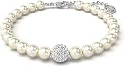 Swarovski Remix Strand Bracelet, Crystal Pearls and Pavé-Set Sphere in a Rhodium Finished Setting, Part of the Remix Collection