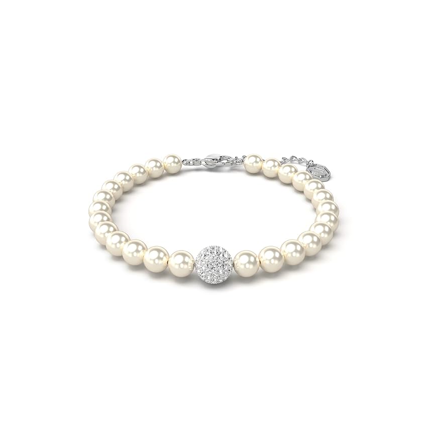 Swarovski Strand Swarovski Remix Collection, Crystal Pearl, Bianco, Placcato rodio
