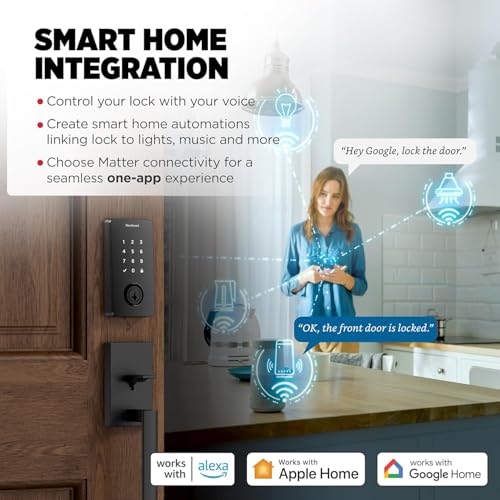 Image of Kwikset Halo Select Smart Lock Keyless Entry Door Lock Wi-Fi and Matter Enabled Deadbolt No Hub Needed, Geofence Auto-Unlock, Grade AAA Certified, Easy Install, Matte Black Lifetime Finish Warranty