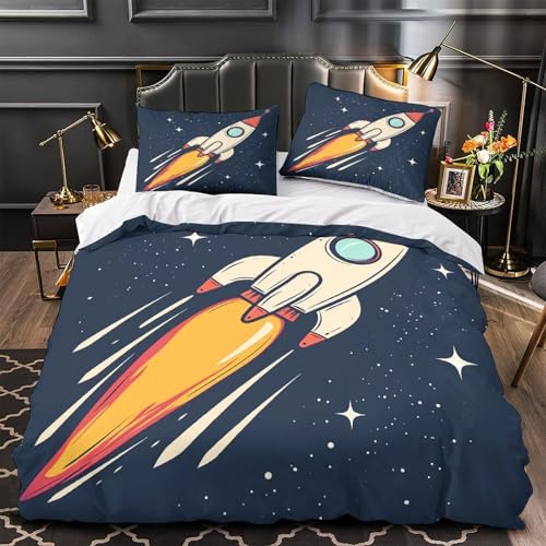 Parure de lit fusée spatiale microfibre résistante avec fermeture éclair fluide