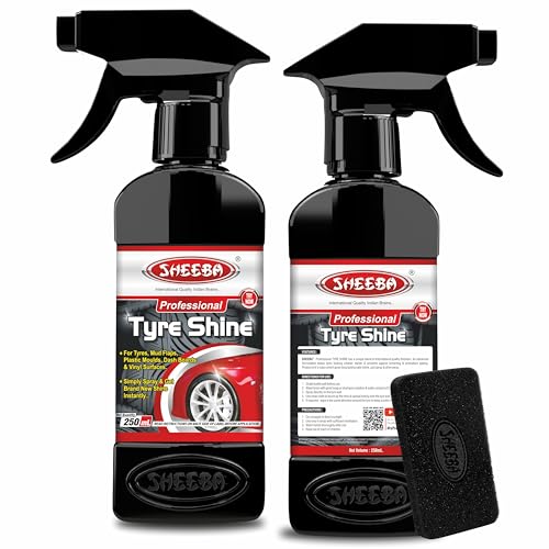 SHEEBA TYRE SHINE Polish with foam applicator pad for Cars & Bikes, Original Back to Black look, Long Lasting Results, for Rubber, Plastic Parts, Prevents Premature Ageing, Dullness, Non Greasy: 250mL (Image - 2)