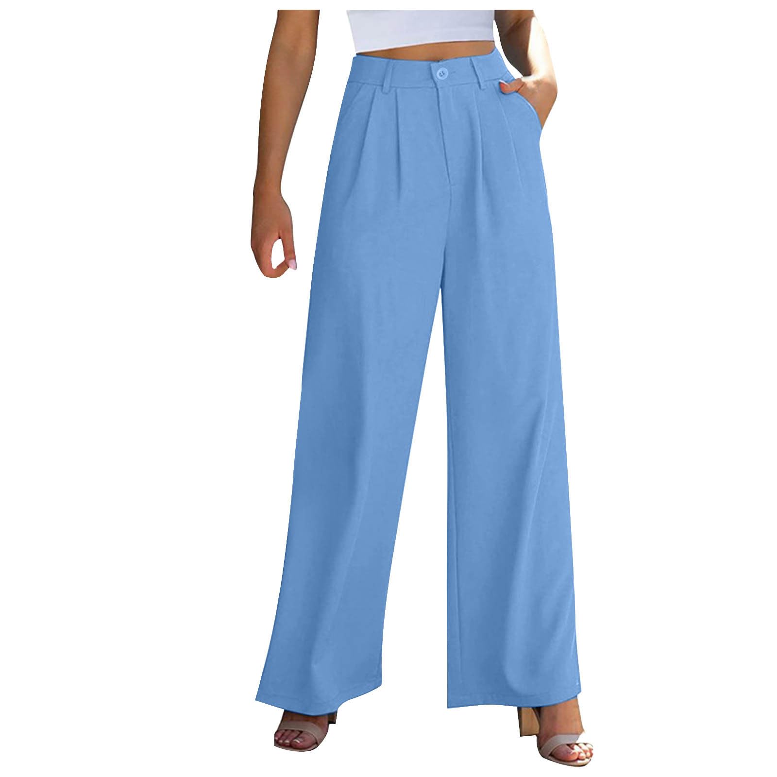 Slacks for Women Wide Leg Trousers Trendy Formal Pant Business Office Outfits Casual High Waisted Suit Pants