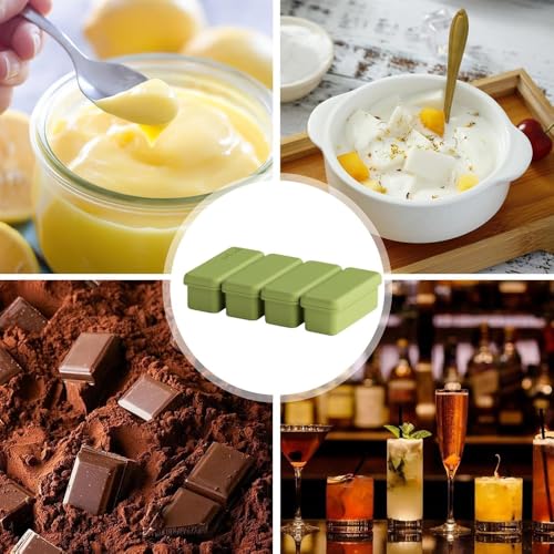 Molde de silicona para hielo 4 cavidades con tapa verde miniatura 3