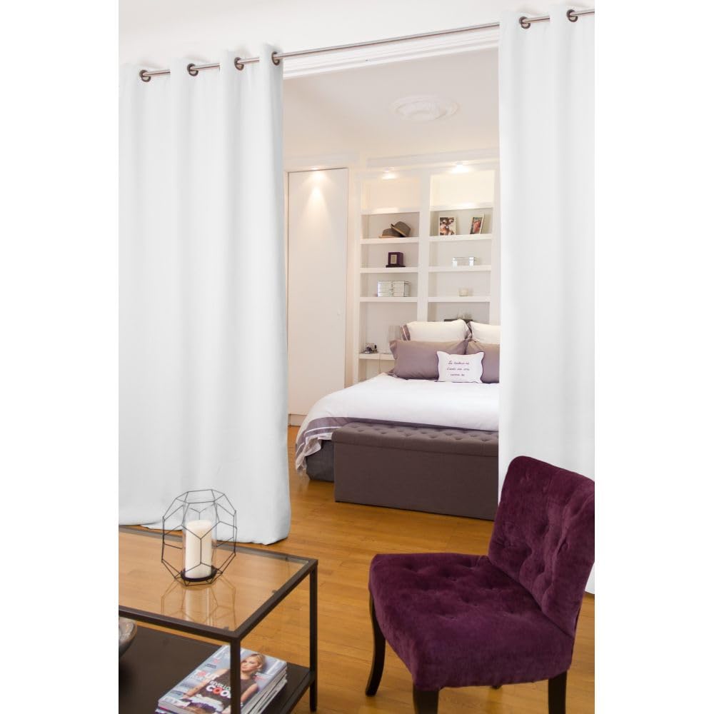 Moondream 3in1 Raumteilervorhang mit Lärmschutz zur Isolierung gegen Lärm, Licht & Kälte, Patentierte Technologie, Weiß, 145 x 250 (BxH) cm, Ösen (1 Vorhangschal)