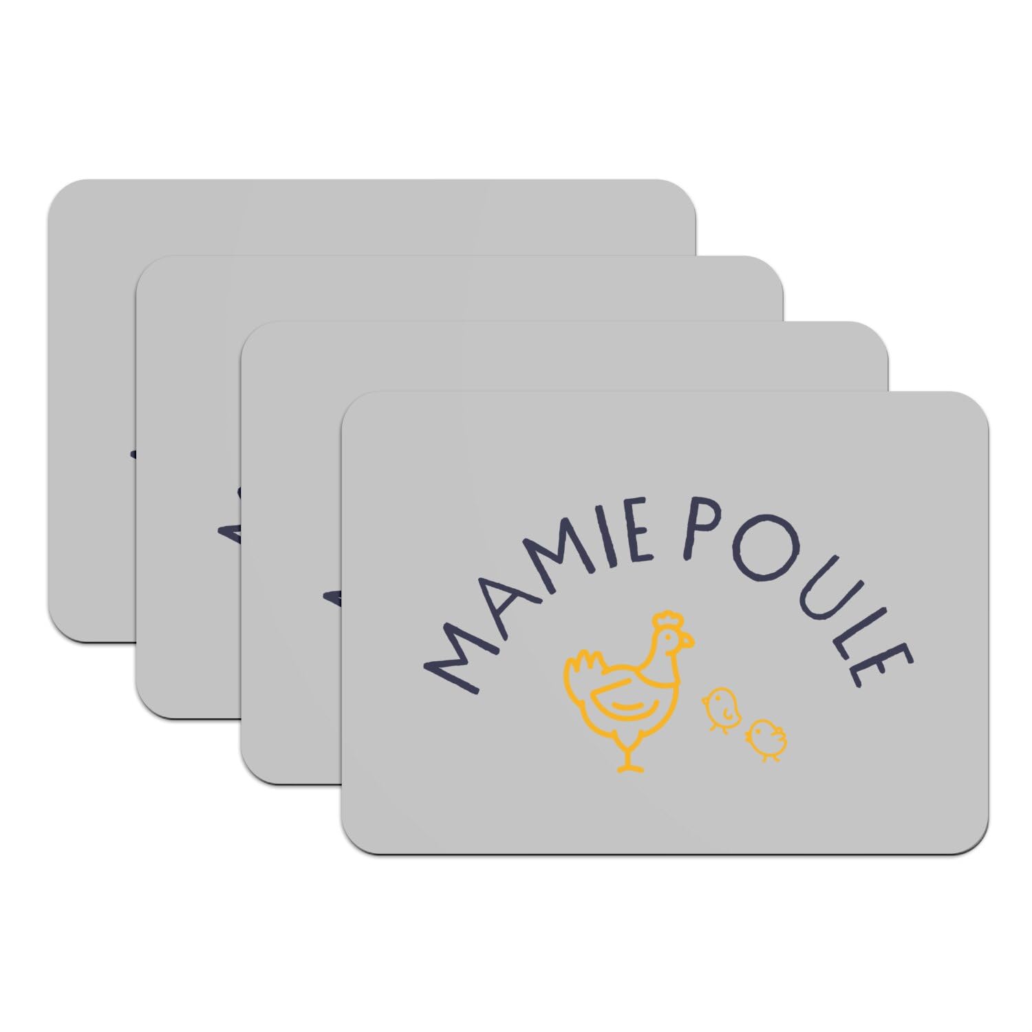 Lot de 4 sets de table dessous caoutchouc gris motif animal mignon grand format pour enfants