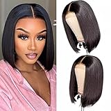 LICHANG Wear And Go Short Bob Wig Human Hair 4x4 Closure Bob Wigs Straight Bob Wigs for Black Women Glueless Wigs Pre Plucked With Baby Hair 150% Density Brazilian Virgin Hair Natural Black 10 Inch