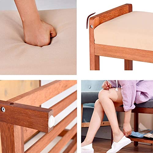 Banc à chaussures en bois massif vert 60cm pour rangement salon