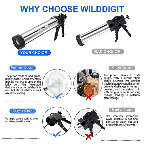 professional beef jerky gun kits stainless steel jerky maker jerky cannon meat gun with 5 stainless nozzles and 5 brushes