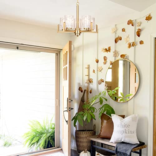 ALICE HOUSE 19.3" Dining Room Chandeliers, Brushed Brass Contemporary Coastal Lighting Fixture for Kitchen, Bedroom, Entryway, ETL Listed, AL2218-H5