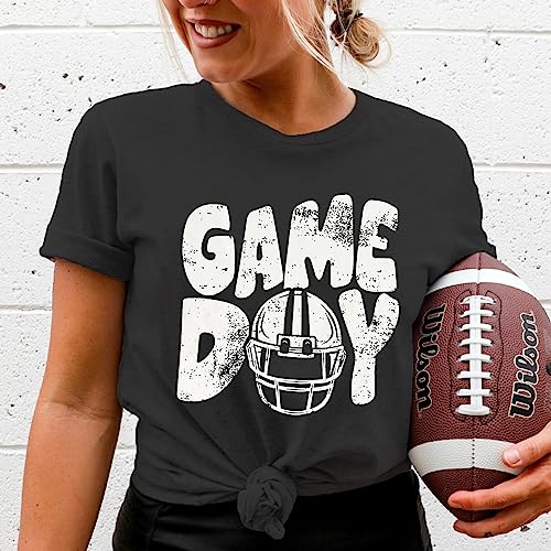 Game Day Football Shirt for Women Football Mom Tshirt Funny Short Sleeve Sunday Tee Top2