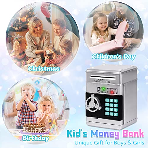 Image of Refasy Piggy Bank Cash Coin Can ATM Bank Electronic Coin Money Bank for Kids Age 3-12, Money Savings Box Mini ATM Coin Bank Toys Gifts for 3 4 5 6 7 8 9 10 11 12 Year Old Boys Girls